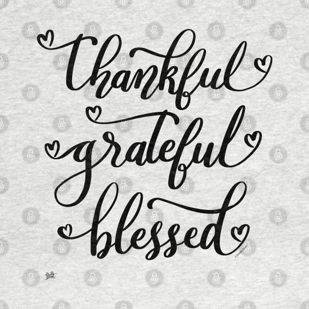 Thankful Grateful Blessed Hand Lettered Hearts Script by DoubleBrush